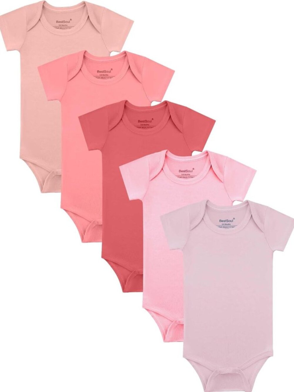 Soft Bamboo Baby Bodysuits - Short & Long Sleeve Newborn 5-Pack for Boys & Girls